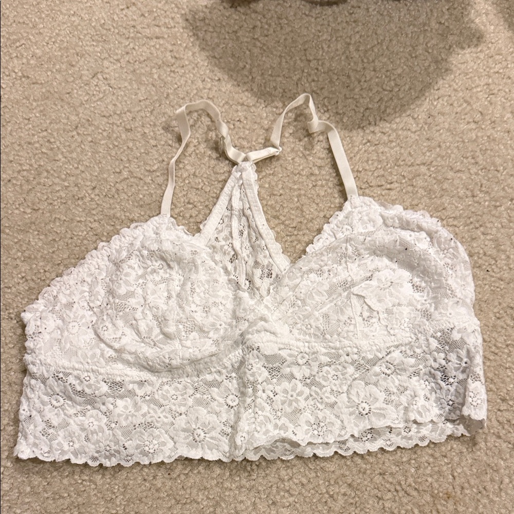 Aerie White Floral Lace Bralette